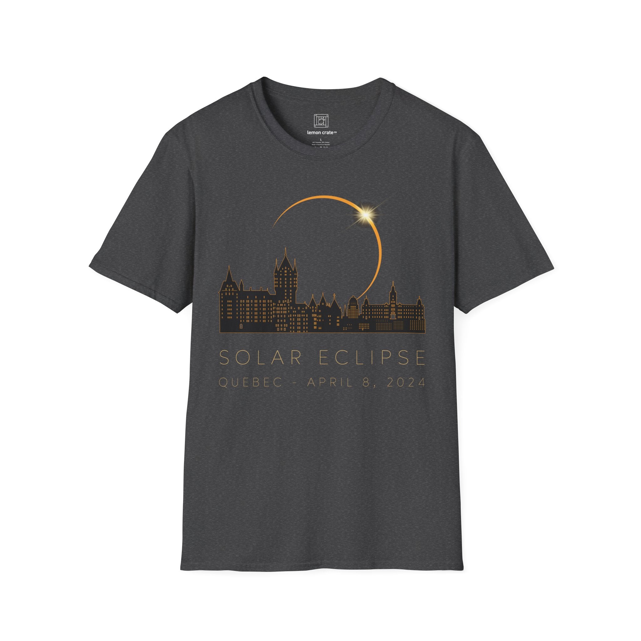 Quebec Solar Eclipse 2024 Cityscape Silhouette Unisex T-Shirt