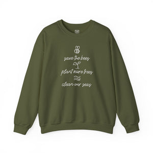 Save Bees, Plant Trees, Save Seas Crewneck Sweater