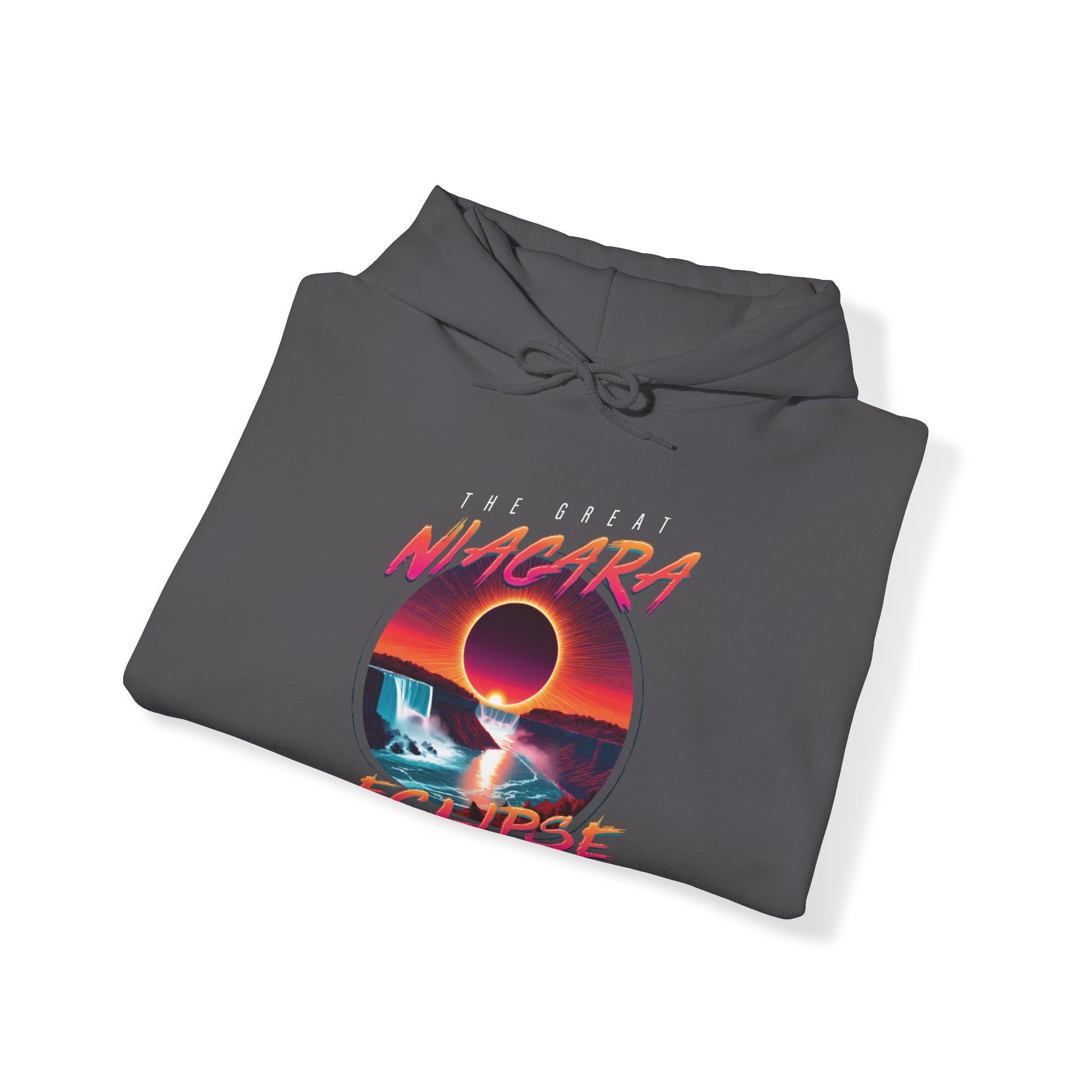 Niagara Falls Solar Eclipse 2024 Retrowave 80s Unisex Hoodie - Sunset