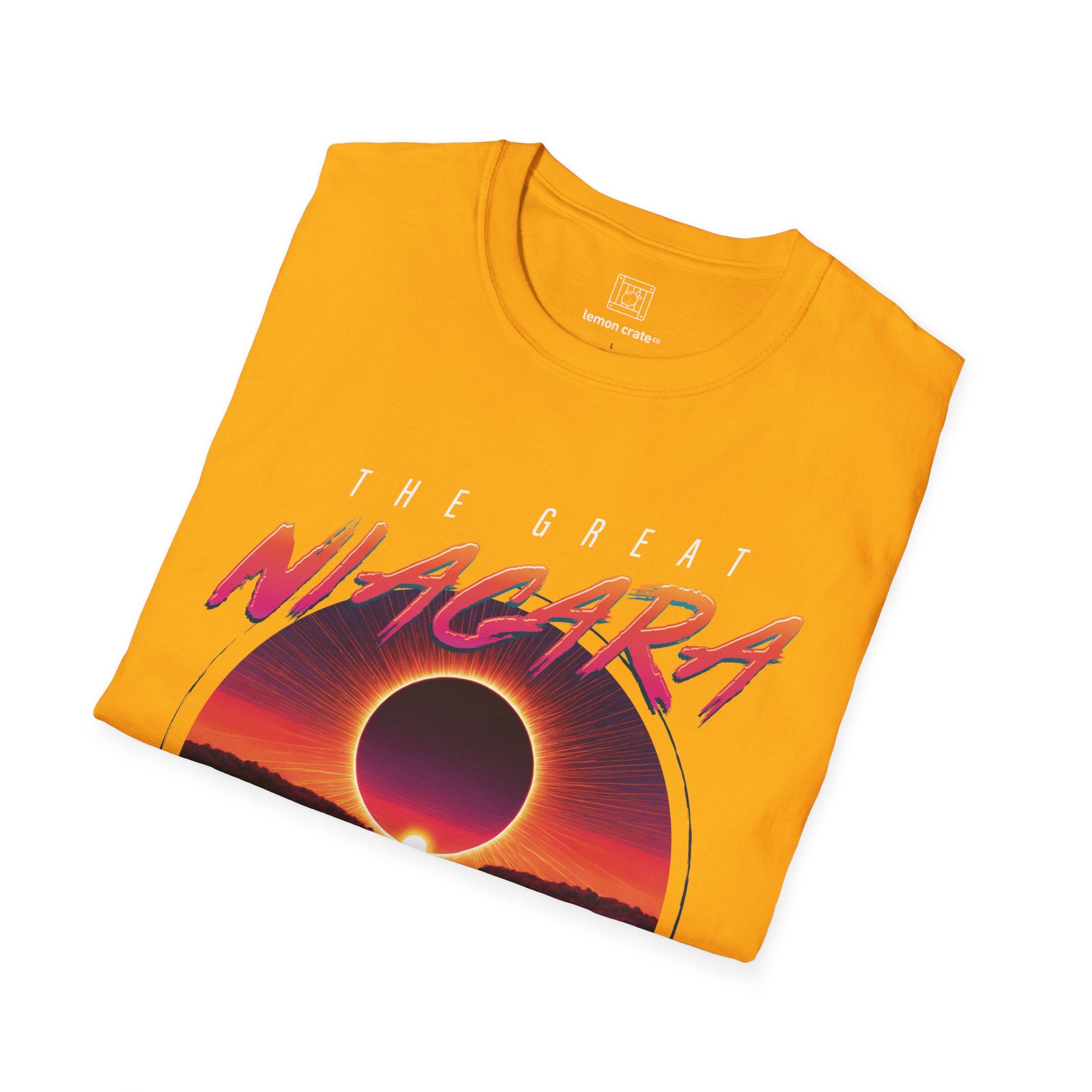 Niagara Falls Solar Eclipse 2024 Retrowave 80s Unisex T-Shirt - Sunset