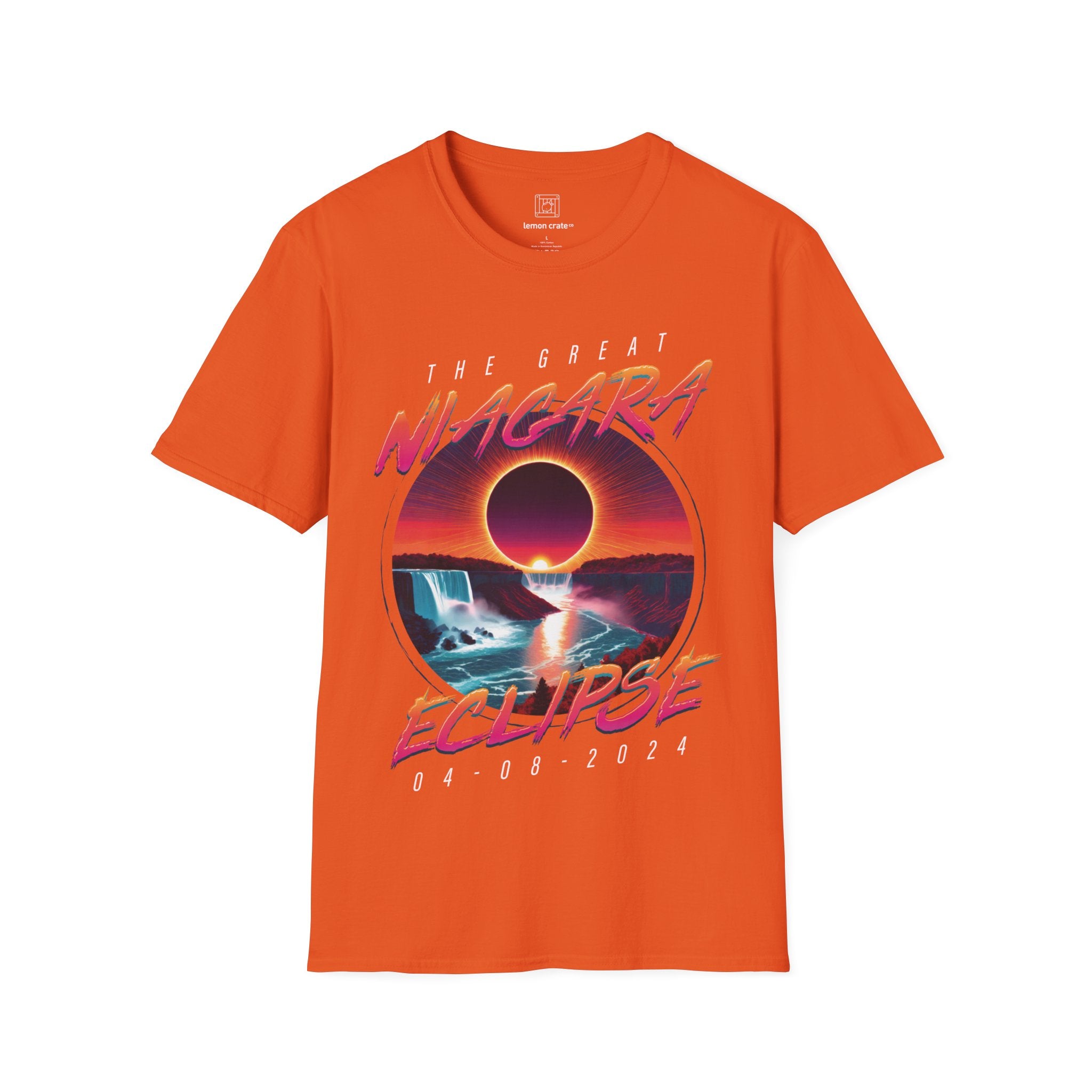 Niagara Falls Solar Eclipse 2024 Retrowave 80s Unisex T-Shirt - Sunset