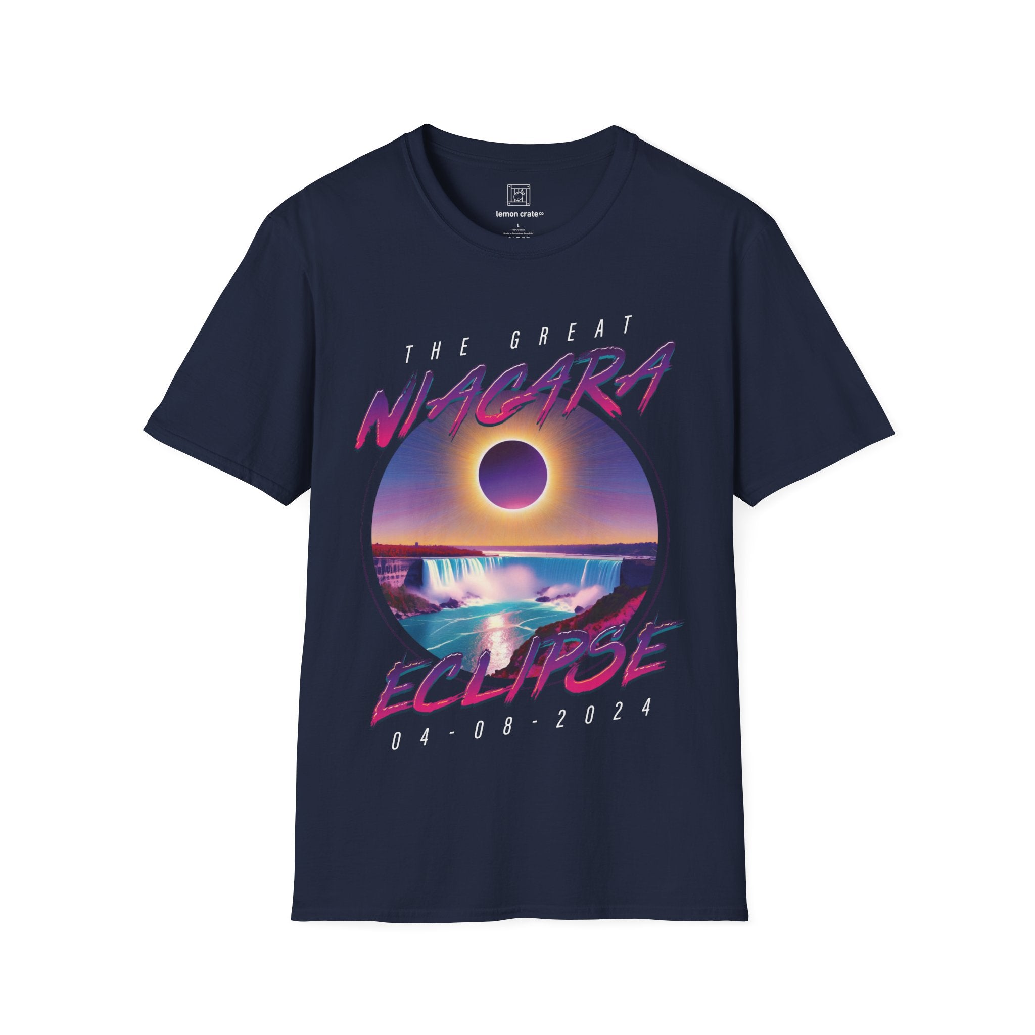 Niagara Falls Solar Eclipse 2024 Retrowave 80s Unisex T-Shirt - Violet