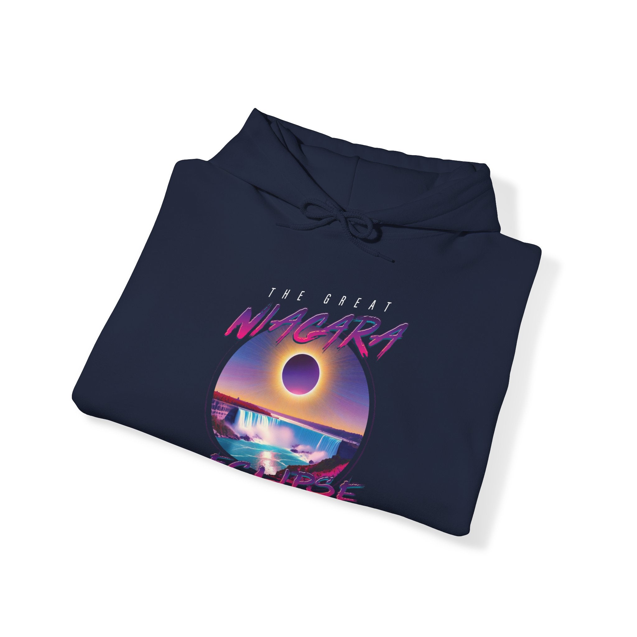 Niagara Falls Solar Eclipse 2024 Retrowave 80s Unisex Hoodie - Violet