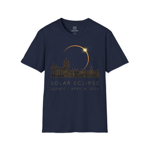 Quebec Solar Eclipse 2024 Cityscape Silhouette Unisex T-Shirt