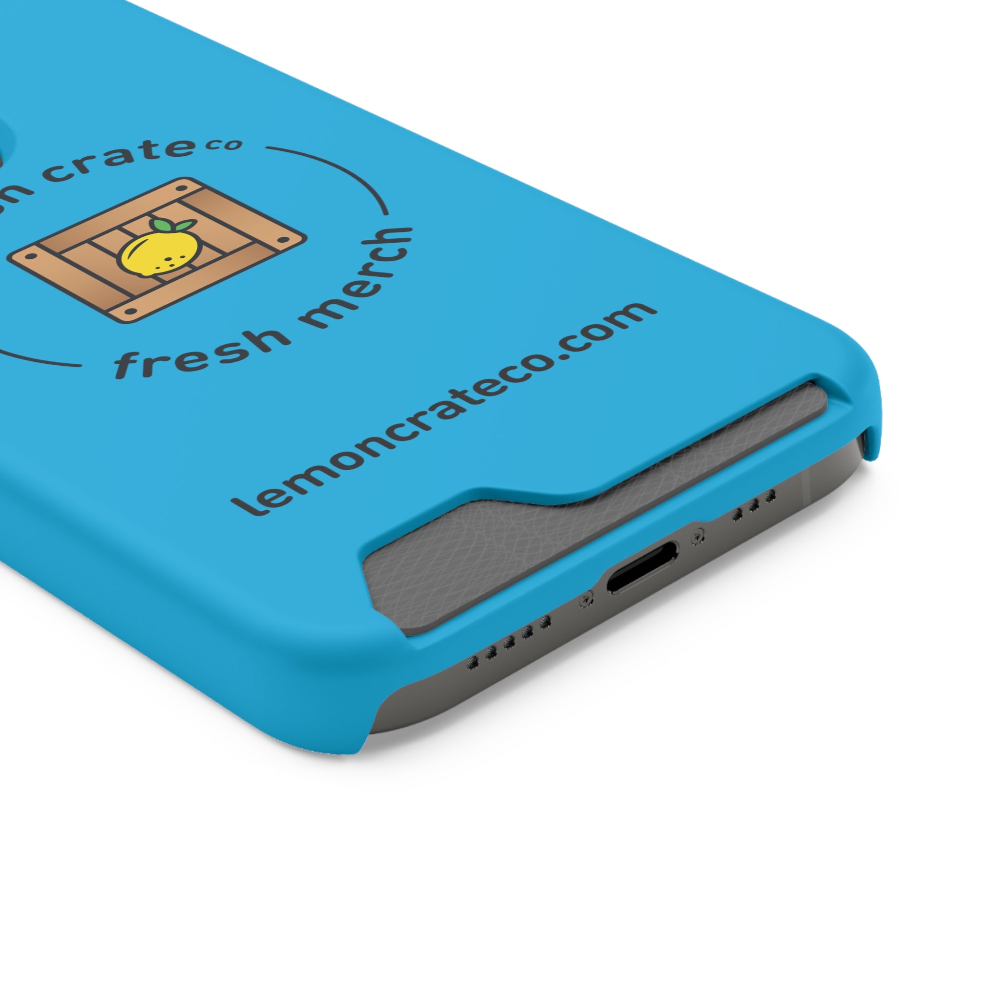 Lemon Crate Phone Case With Card Holder - Blue