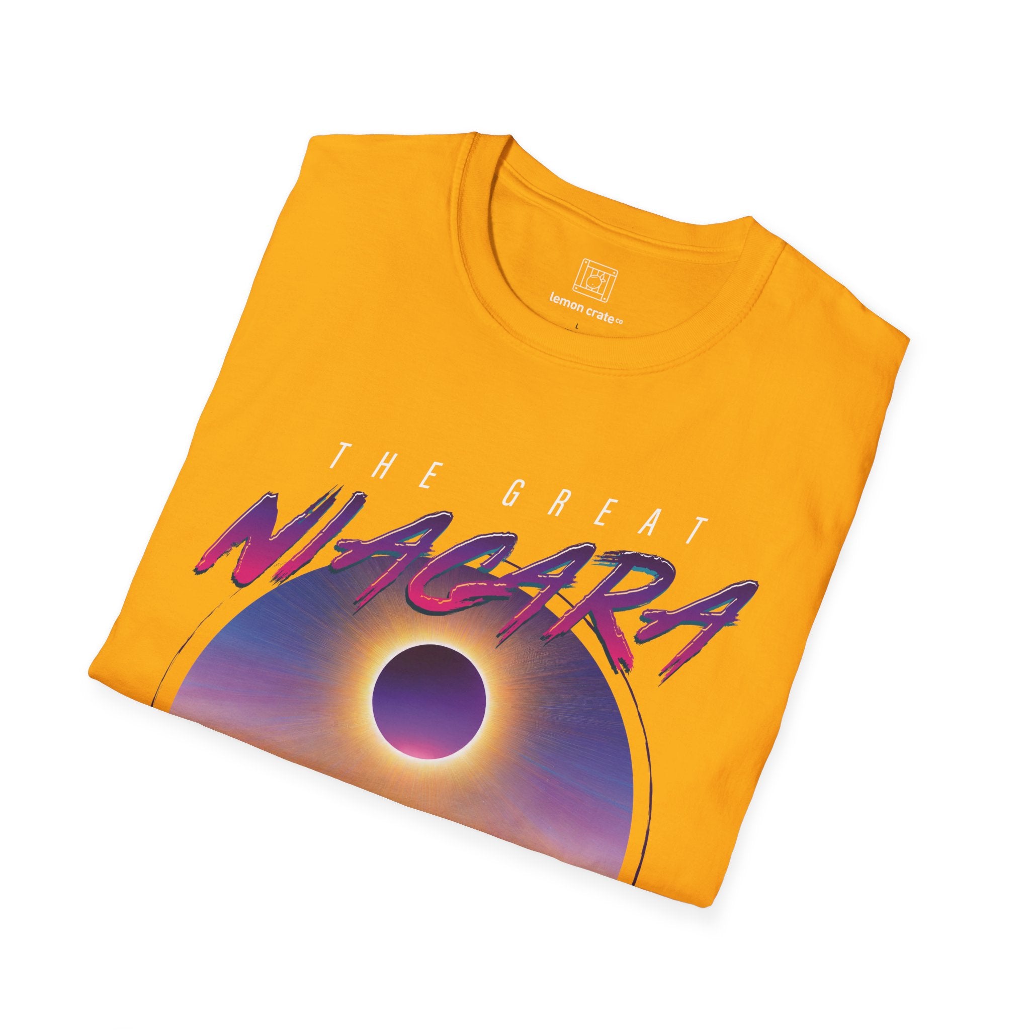 Niagara Falls Solar Eclipse 2024 Retrowave 80s Unisex T-Shirt - Violet