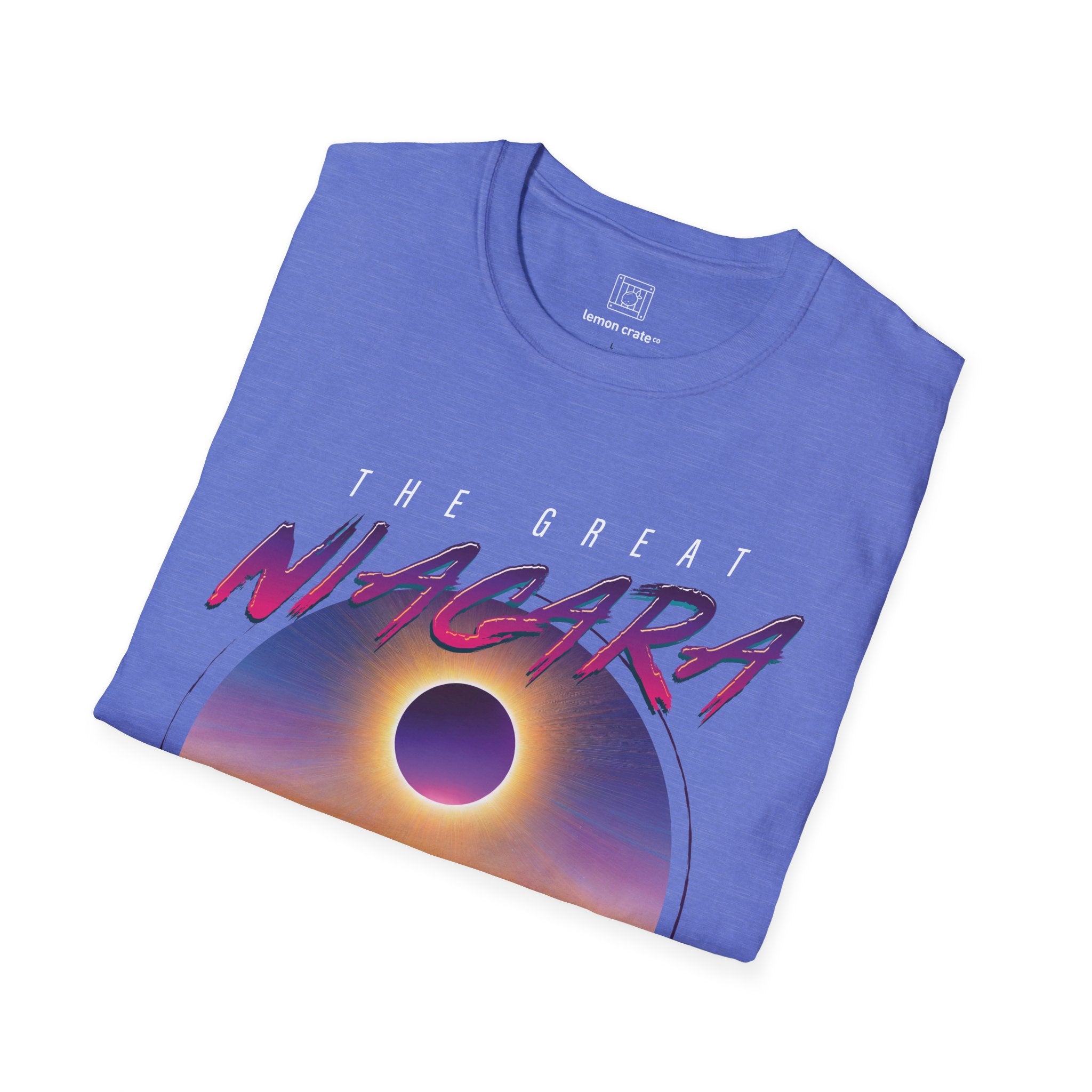 Niagara Falls Solar Eclipse 2024 Retrowave 80s Unisex T-Shirt - Violet