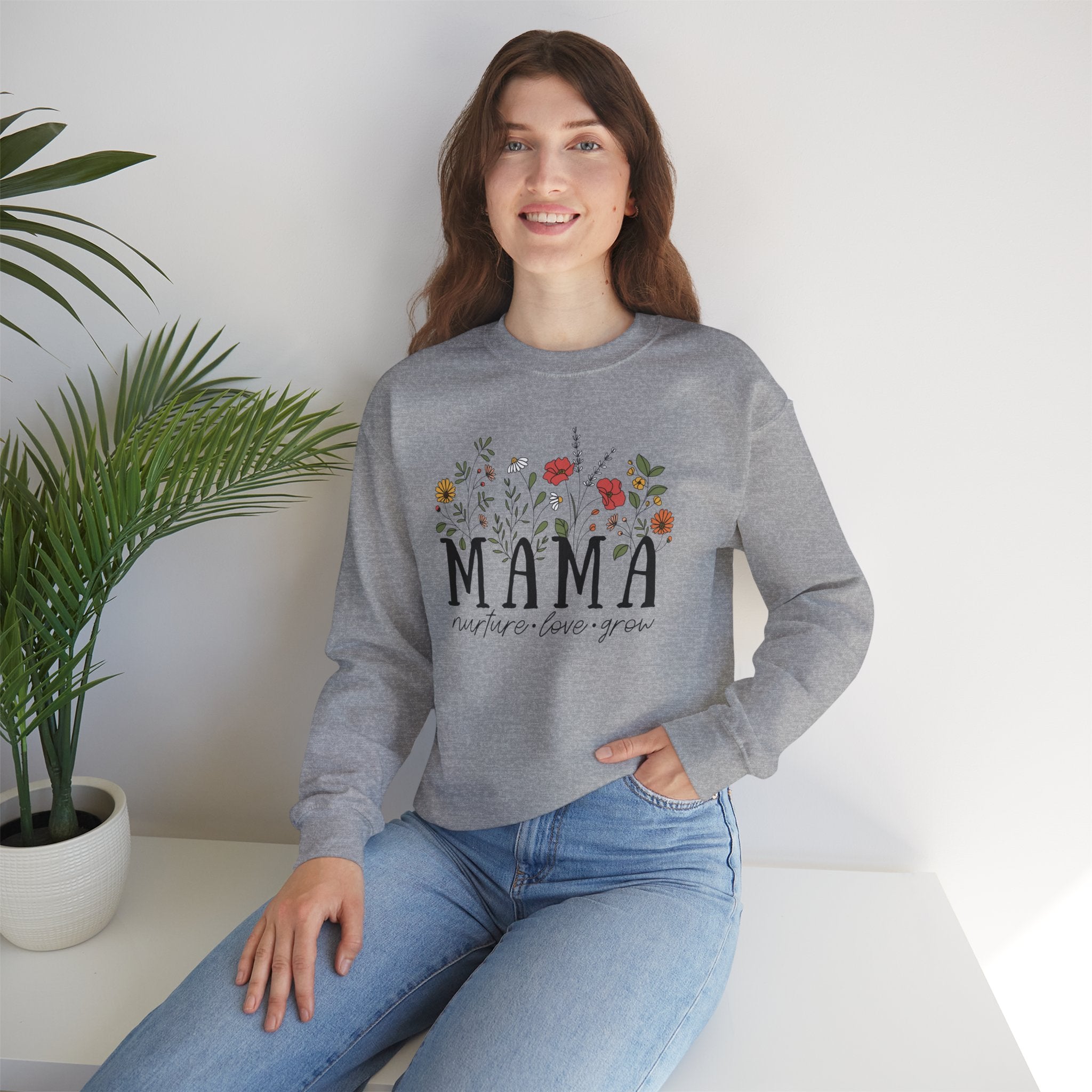 Mama: Nurture • Love • Grow Floral Crewneck Sweater