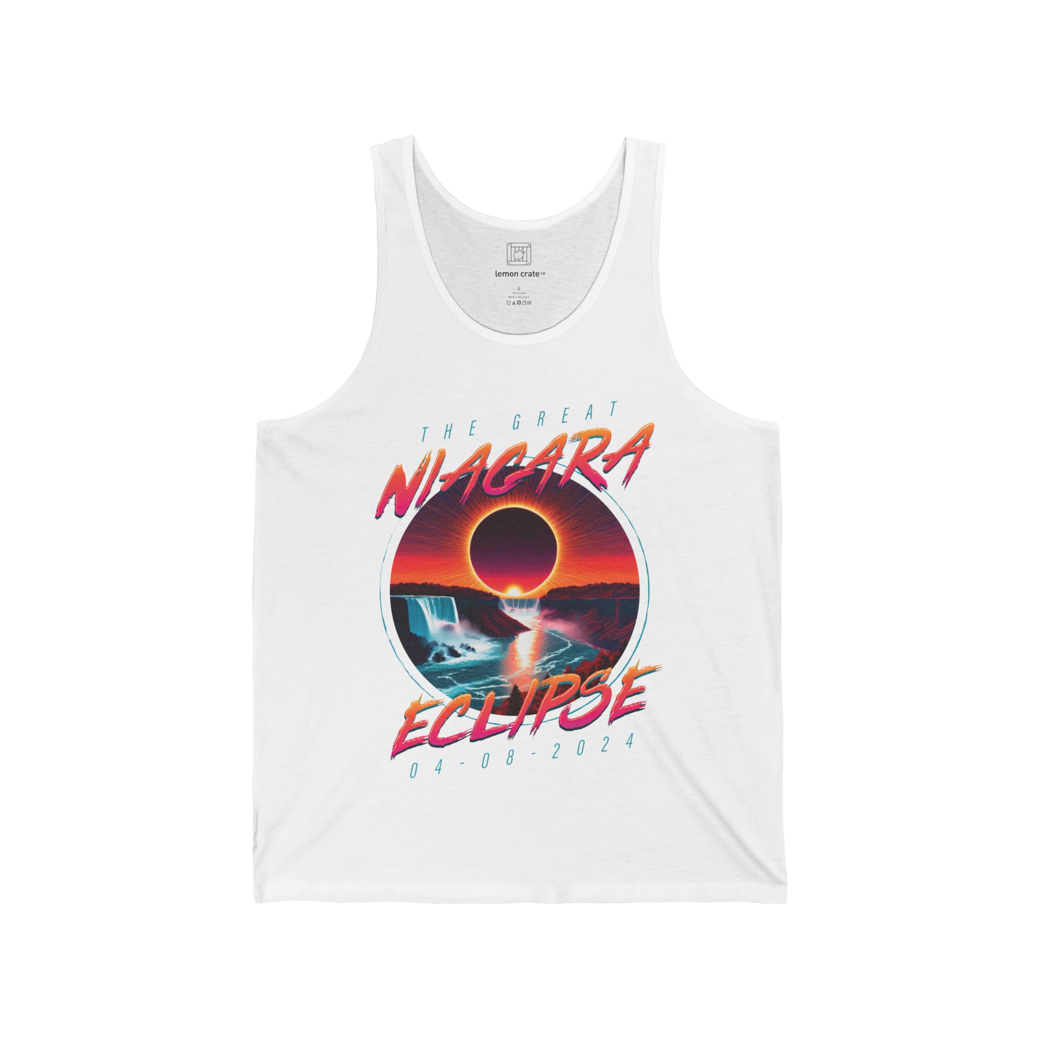 Niagara Falls Solar Eclipse 2024 Retrowave 80s Unisex Tank - Sunset