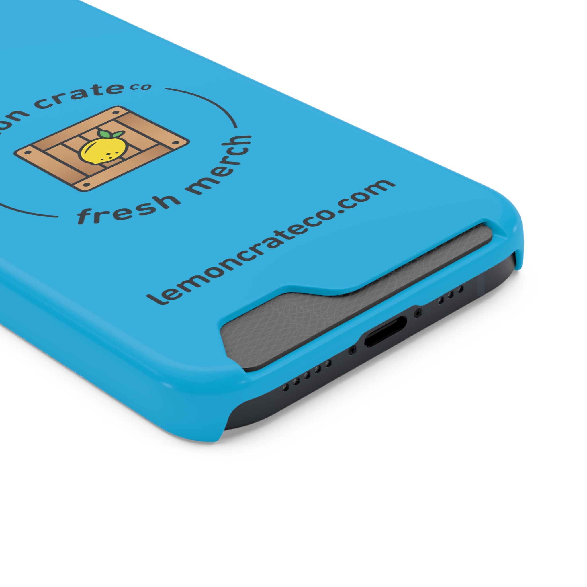 Lemon Crate Phone Case With Card Holder - Blue